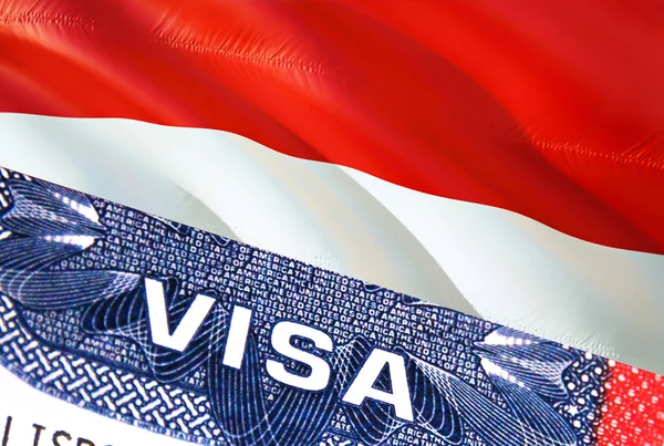 Indonesia Visa Document Indonesia Flag Background Indonesia Flag Close Text — ストック写真