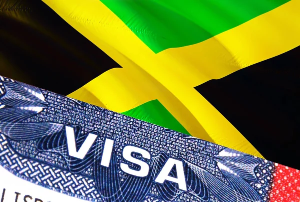 Jamaica Visa Document Jamaica Flag Background Jamaica Flag Close Text — ストック写真