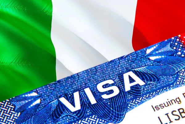 Italy Visa Stamp Passport Text Visa Passport Traveling Abroad Concept — ストック写真