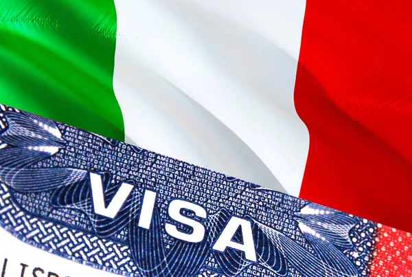 Italy Visa Document Italy Flag Background Italy Flag Close Text — ストック写真