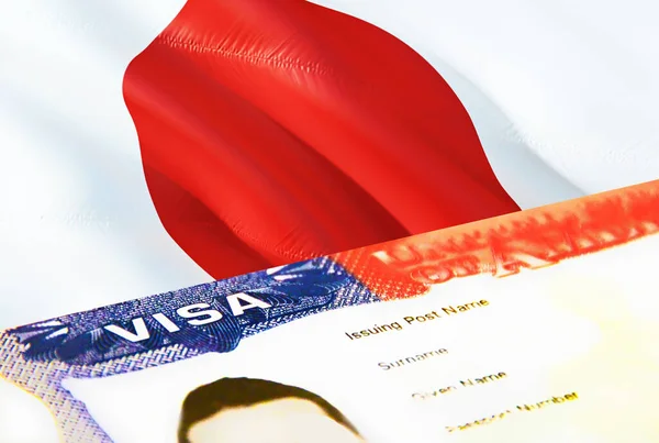 Japan Immigration Document Close Passport Visa Japan Flag Japan Visitor — ストック写真