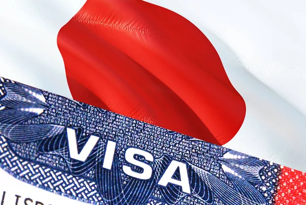 Ιαπωνικό Έγγραφο Visa Την Ιαπωνική Σημαία Στο Παρασκήνιο Σημαία Ιαπωνίας — Φωτογραφία Αρχείου