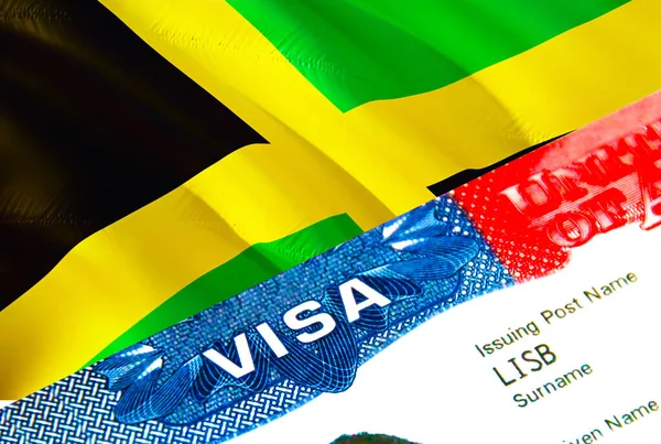 Ямайка Імміграційна Віза Closeup Visa Jamaica Сфокусований Слові Visa Рендеринг — стокове фото