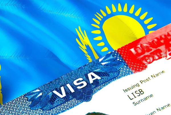 Kazakhstan Immigration Visa Closeup Visa Kazakhstan Focusing Word Visa Rendering — ストック写真