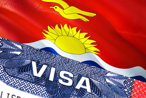 Document Visa Kiribati Avec Drapeau Kiribati Arrière Plan Drapeau Kiribati — Photo