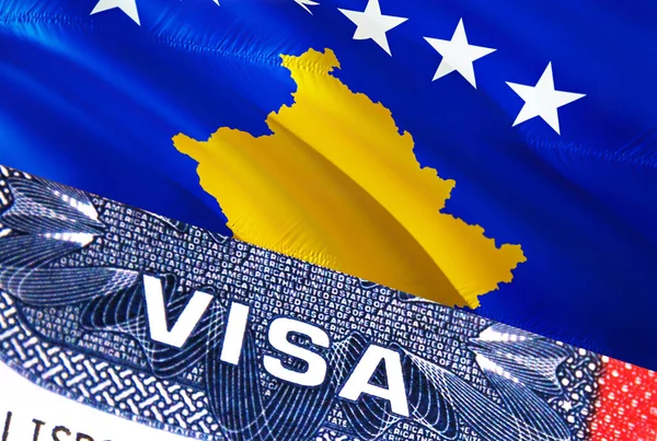 Kosovo Visa Document Kosovo Flag Background Kosovo Flag Close Text — ストック写真