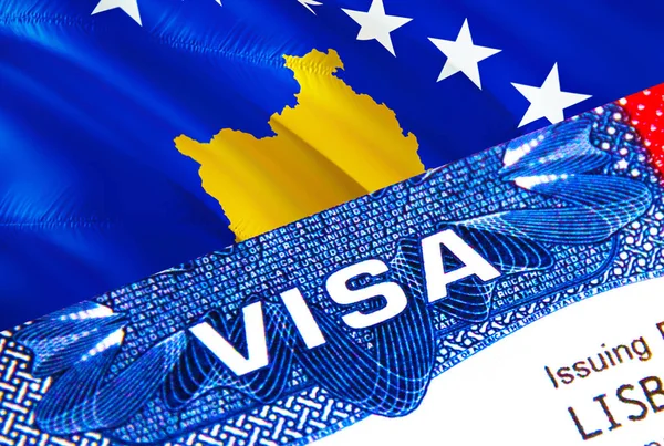 Kosovo Visa Passport Usa Immigration Visa Kosovo Citizens Focusing Word — ストック写真