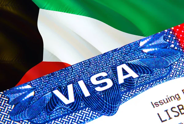 Kuwait Visa Passport Usa Immigration Visa Kuwait Citizens Focusing Word — Zdjęcie stockowe