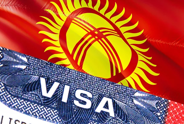 Kyrgyzstan Visa Document Kyrgyzstan Flag Background Kyrgyzstan Flag Close Text — ストック写真