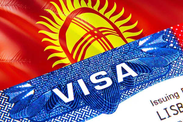 Kyrgyzstan Visa Passport Usa Immigration Visa Kyrgyzstan Citizens Focusing Word — ストック写真