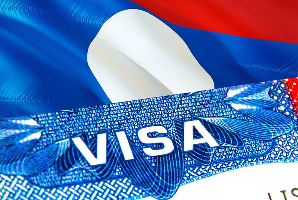 라오스 Visa 초점을 라오스로 이동하 렌더링입니다 라오스는 여권으로 비자를 발급받아 — 스톡 사진