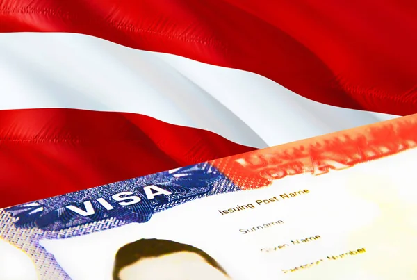 Latvia Immigration Document Close Passport Visa Latvia Flag Latvia Visitor — ストック写真