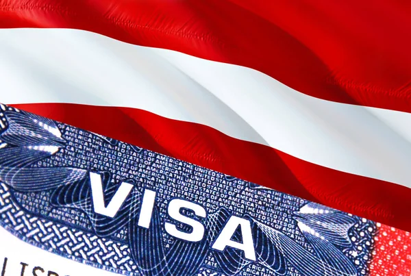 라트비아의 라트비아의 국기가 배경에 Latvia Flag Close Text Visa Rendering — 스톡 사진