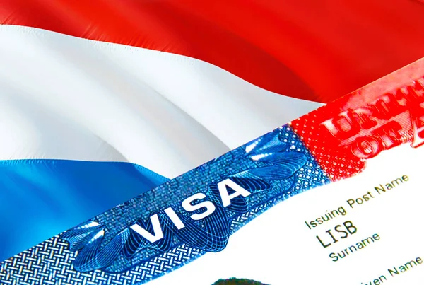 Люксембург Імміграційна Віза Closeup Visa Luxembourg Зосередився Слові Visa Рендеринг — стокове фото