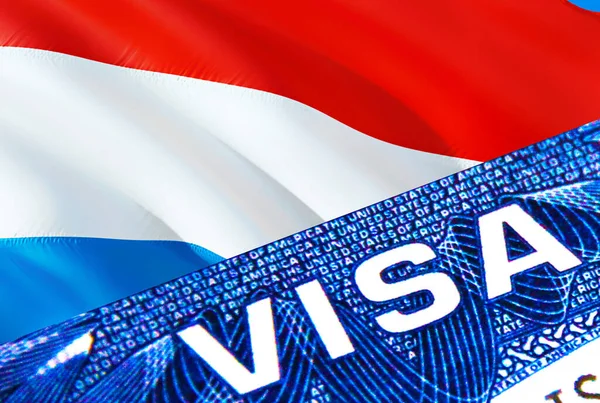 Люксембурзький Візовий Документ Закривається Паспорт Прапорі Люксембургу Люксембург Відвідувач Візи — стокове фото