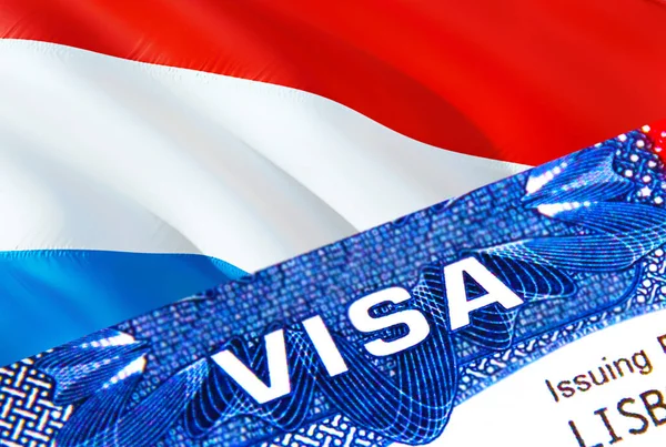 Люксембурзька Візова Марка Паспорті Текстом Visa Паспорт Відправляється Кордон Концепції — стокове фото