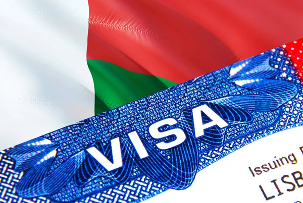 Мадагаскар Віза Паспорті Сша Імміграція Visa Громадян Мадагаскару Фокусується Слові — стокове фото