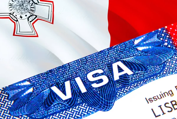 Мальта Паспорті Сша Імміграція Visa Громадян Мальти Фокусується Слові Visa — стокове фото