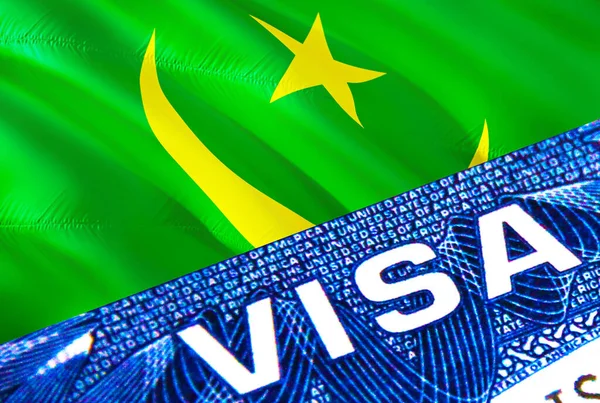 Mauritania Visa Document Close Passport Visa Mauritania Flag Mauritania Visitor — Stock Photo, Image