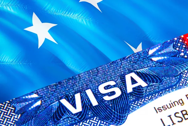 Micronesia Visa Stamp Passport Visa Text Passport Traveling Abroad Concept — Stock Photo, Image