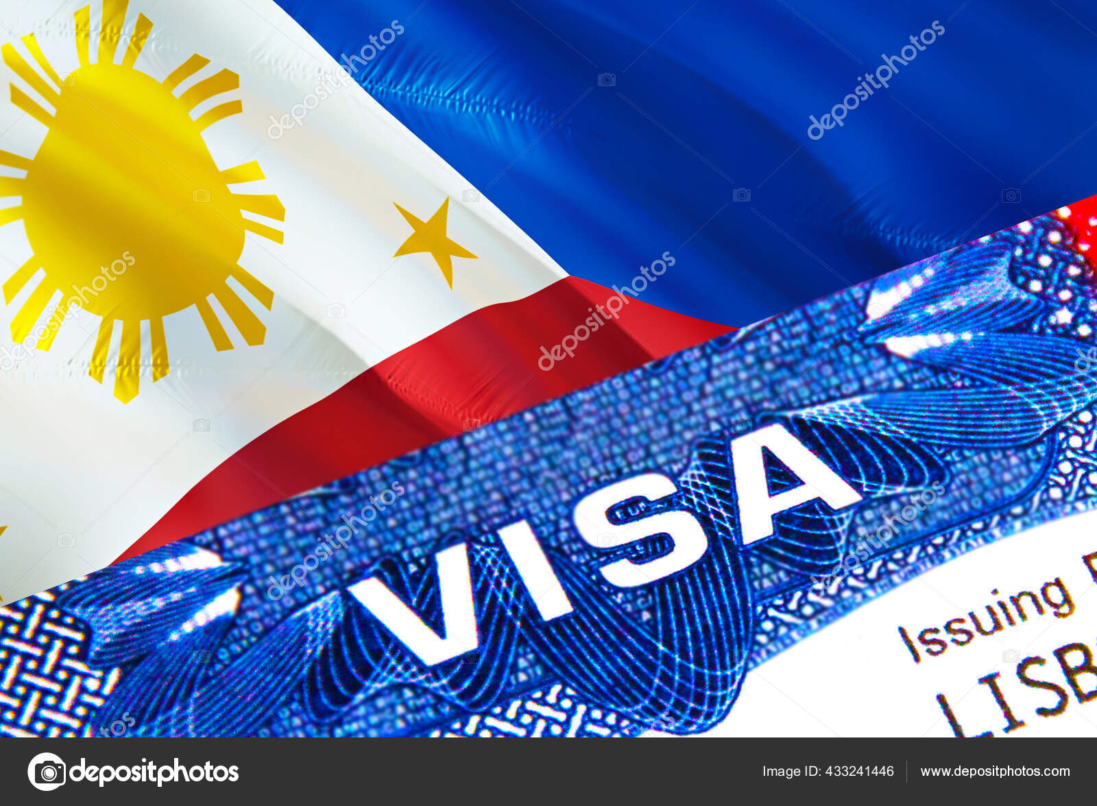 Philippines Visa Stamp Passport Text Visa Passport Traveling Abroad Concept Stock Editorial