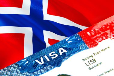 Norveç göçmenlik vizesi. Norveç 'e yakın kredi kartı, VISA kelimesine odaklanmış, 3D görüntüleme. Vize ile Norveç 'e seyahat ya da göç çok girişli pasaportlu. ABD pul göçü Vis