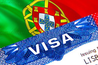 Pasaportunda Portekiz vizesi var. VISA kelimesine odaklanan Portekiz vatandaşları için ABD göçmen vizesi. Portekiz vizesini ülke çapında yakın çekim, 3D görüntüleme ile seyahat edin. Portekiz çoklu girişi.