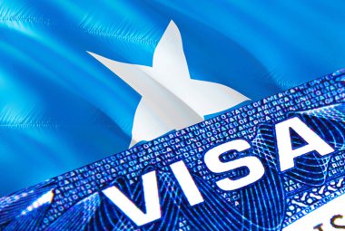 Somali vize belgesi kapanıyor. Somali bayrağında pasaport vizesi. Pasaportlu Somali ziyaretçi vizesi, 3 boyutlu. Pasaportunda Somali 'ye birden fazla giriş var. Vize belgesi ve pasaportun kapatılması