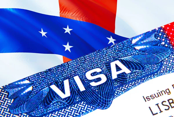 パスポートのオランダ領アンティルビザ オランダの米国移民ビザオランダのアンティル市民は単語Visaに焦点を当てています オランダを旅行する国民の身分証明書でのアンティルビザのクローズアップ — ストック写真