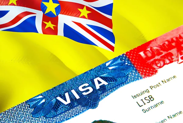 Ніуе Імміграційна Віза Closeup Visa Niue Сфокусований Слові Visa Рендеринг — стокове фото