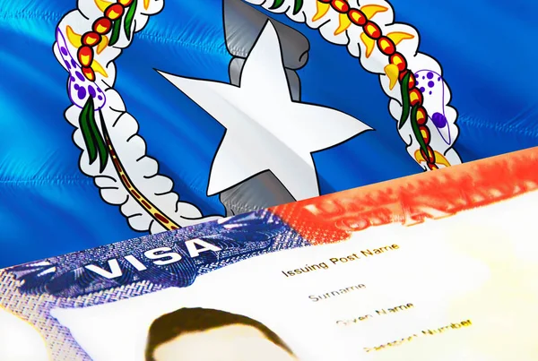 Northern Mariana Islands Immigration Document Close Passport Visa Northern Mariana — Stock Photo, Image