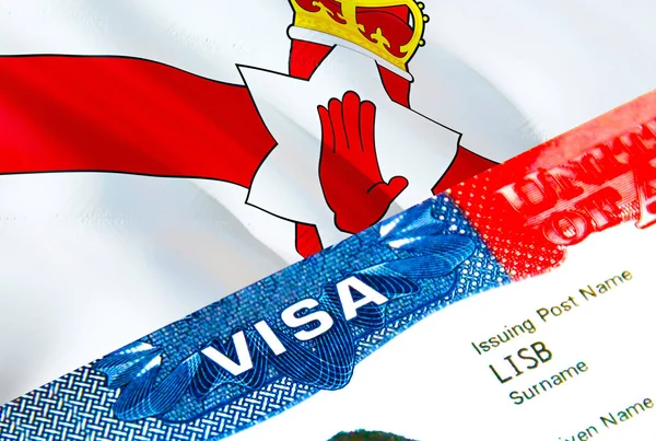 Північна Ірландія Імміграційна Віза Closeup Visa Northern Ireland Сфокусований Слові — стокове фото