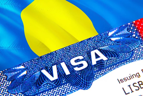 여권을 팔라우 Visa 단어에 집중하는 팔라우 시민들을 팔라우 비자를 신분증 — 스톡 사진