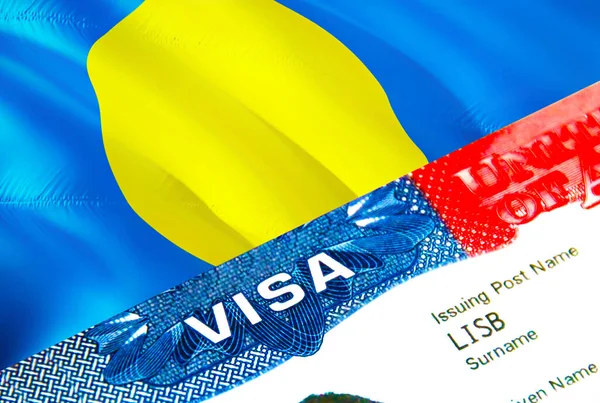 Палау Імміграційна Віза Closeup Visa Palau Сфокусований Слові Visa Рендеринг — стокове фото