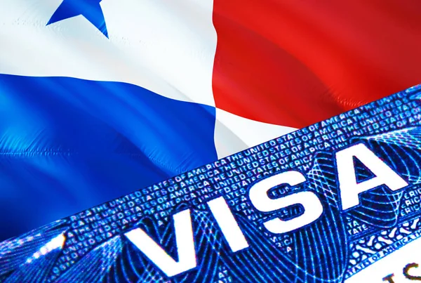 Документ Панамской Визы Закрывается Паспортная Виза Флаге Панамы Панамская Виза — стоковое фото