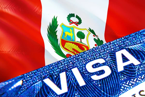 Документ Візи Перу Закрито Паспортна Віза Прапорі Перу Перу Відвідувач — стокове фото