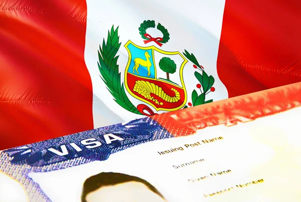 Peru Invandringsdokument Närbild Pass Visum Peru Flagga Peru Besöksvisum Pass — Stockfoto