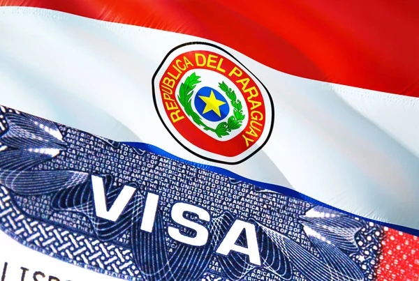 Paraguay Visa Document Прапором Парагваю Задньому Плані Прапор Парагваю Закритим — стокове фото