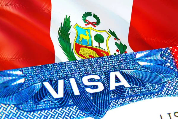 Перу Віза Подорож Перу Фокусується Слові Visa Рендерингу Перу Імпортує — стокове фото