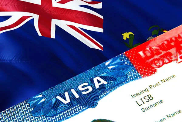 Піткернські Острови Імміграційна Віза Closeup Visa Pitcairn Islands Сфокусований Слові — стокове фото
