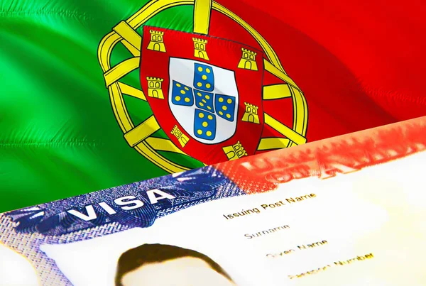 Portugal Documento Imigração Fechar Visto Passaporte Bandeira Portugal Portugal Visto — Fotografia de Stock