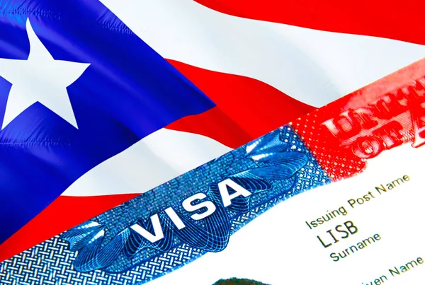 Міграційна Віза Пуерто Рико Closeup Visa Puerto Rico Фокусується Слові — стокове фото