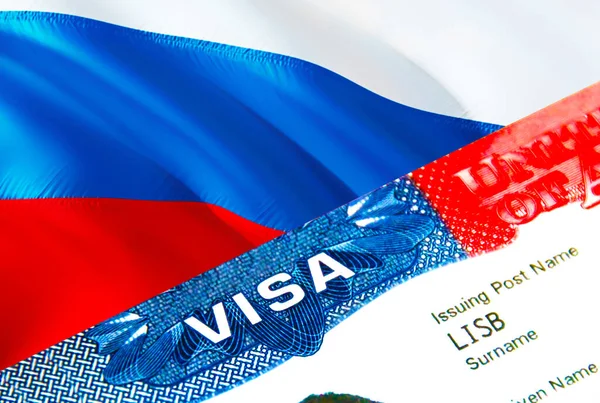 Російська Імміграційна Віза Closeup Visa Росії Фокусується Слові Visa Рендерингу — стокове фото