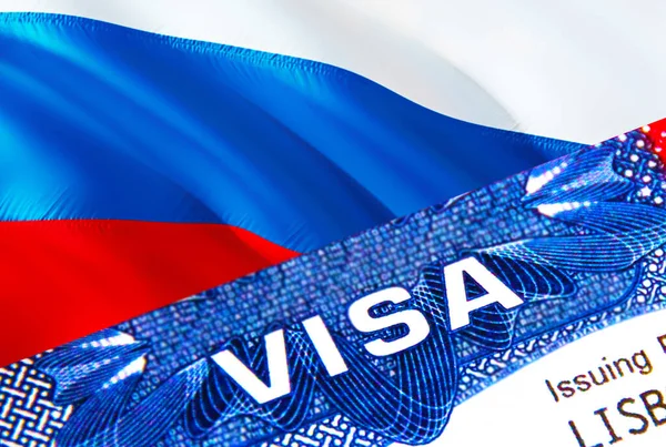 Stempel Wizowy Rosji Paszporcie Tekstem Visa Paszport Podróżujący Granicę Koncepcja — Zdjęcie stockowe