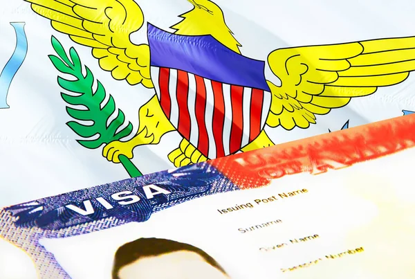 Amerikanska Jungfruöarna Immigrationsdokument Närbild Pass Visum Amerikanska Jungfruöarna Flagga Amerikanska — Stockfoto