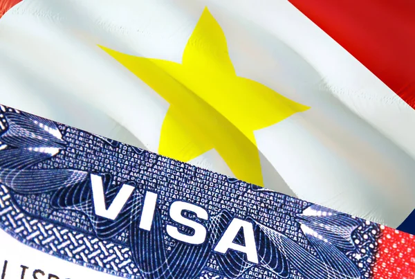 국기가 배경에 Saba Island Flag Close Text Visa Rendering Visa — 스톡 사진