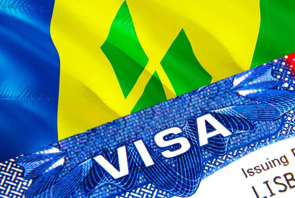 Timbre Visa Saint Vincent Les Grenadines Passeport Avec Texte Visa — Photo