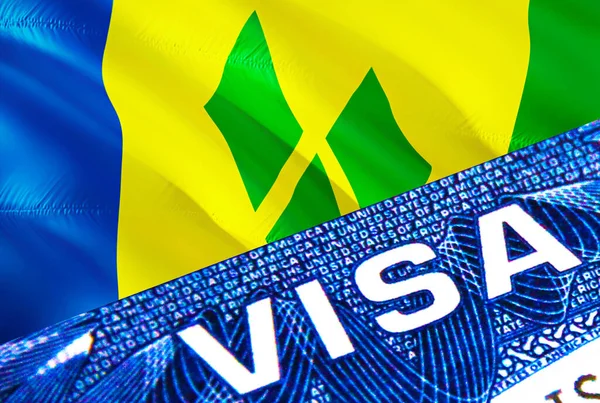 Saint Vincent Grenadyny Blisko Dokumentu Wizowego Wiza Paszportowa Fladze Saint — Zdjęcie stockowe