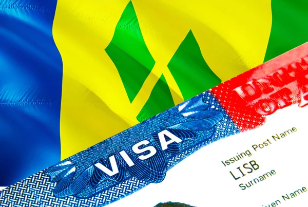 Сент Вінсент Гренадини Імміграційні Візи Closeup Visa Saint Vincent Grenadines — стокове фото