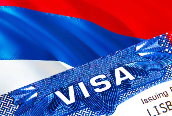 セルビアのビザスタンプでパスポートにVisaテキスト パスポート海外旅行の概念 セルビアのコンセプトへの旅行 選択的フォーカス 3Dレンダリング 移民と移民の概念 パスポートのセルビアビザ — ストック写真
